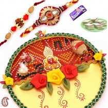 BANDHNI Thali with Rakhi Set and Sweets