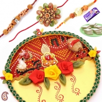 BANDHNI Thali with Rakhi Set and Sweets