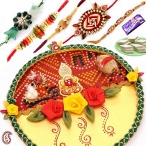 BANDHNI Thali with Rakhi Set and Sweets