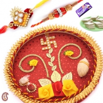 SWASTIK Thali with Rakhi Set and Sweets