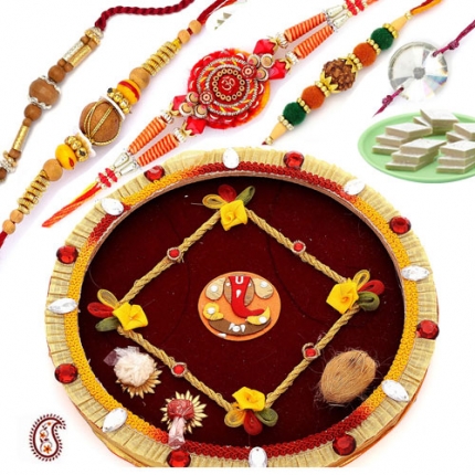 GANAPATI Thali with Rakhi Set and Sweets