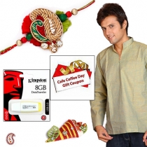 Dusky Green Kurta, 8GB Flash Drive & Coffee Day Voucher