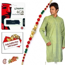 Dusky Green Kurta, 4GB Flash Drive & Coffee Day Voucher