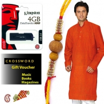 Rust Orange Kurta, 4GB Flash Drive & Crossword Voucher