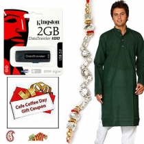 Bottle Green Kurta, 2GB Flash Drive & Coffee Day Voucher