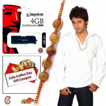 White Kurta, 4GB Flash Drive & Coffee Day Voucher
