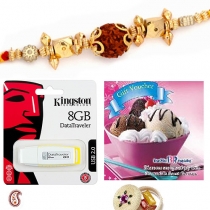 Rudraksh Rakhi, 8GB Flash Drive & Baskin Robbins Voucher