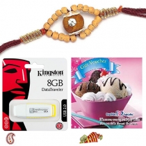 Zardosi Rakhi, 8GB Flash Drive & Baskin Robbins Voucher