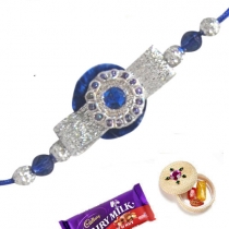 Blue Sliver Foil Gorgeous Zardosi Rakhi