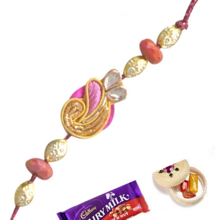 Pink Delicate Zardosi Rakhi