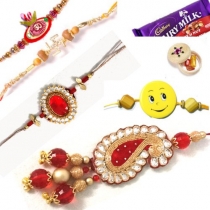 Gorgeous Red Rakhi Family Set