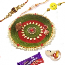 Rakhi Thali Set With 3 Rakhi